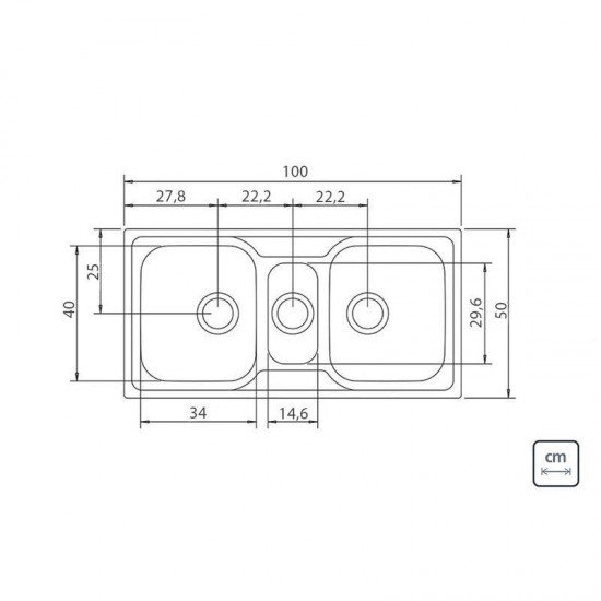 CUBA SOBRE 100X50 2.5C 2F+ACES+MIST TRAMONTINA