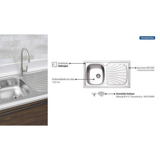 CUBA SOBREP INOX 86X50 1C SF TRAMONTINA