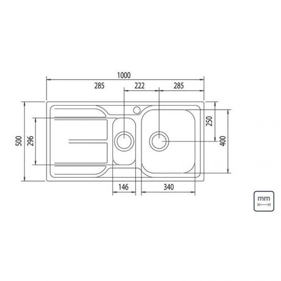 CUBA DE SOBREPOR EM ACO INOX ACETINADO 1 CUBA + AUXILIAR 100X50CM  MAREA 1.5C 34 PLUS