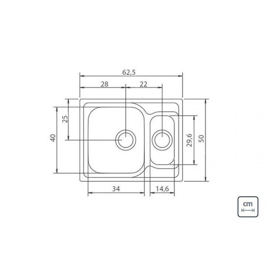 CUBA SOBREPOR TRAMONTINA 1 CUBA E AUX EM ACO INOX ACETINADO 62X50CM COM VALVULA MAREA 1.5C 34