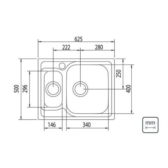 CUBA SOBREPOR TRAMONTINA 1 CUBA E AUXILIAR EM ACO INOX ACETINADO 62X50CM COM VALVULA MAREA 1.5C 34