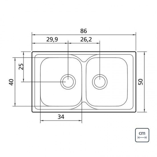 CUBA SOBREPOR TRAMONTINA EM ACO INOX ACETINADO 86X50CM COM VALVULA  MAREA 2C 34