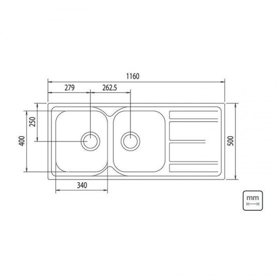 CUBA SOBREPOR TRAMONTINA EM ACO INOX ACETINADO 116X50CM COM ESCORREDOR E VALVULA MAREA 2C 34PLUS