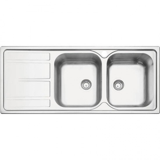 CUBA SOBREPOR TRAMONTINA EM ACO INOX ACETINADO 116X50CM COM ESCORREDOR E VALVULA MAREA 2C 34PLUS