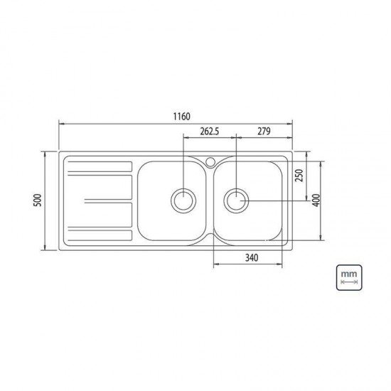 CUBA SOBREPOR TRAMONTINA EM ACO INOX ACETINADO 116X50CM COM ESCORREDOR E VALVULA MAREA 2C 34PLUS