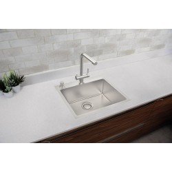 CUBA DE SOBREPOR DESIGN COLLECTION QUADRUM FLUSH EM AÇO INOX  ACAB SCOTCH BRITE 50X40 CM TRAMONTINA