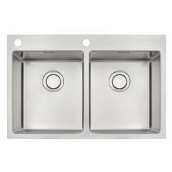 CUBA SOBREPOR DESIGN COLLECTION QUADRUM FLUSH AÇO INOX ACAB SCOTCH BRITE 77X51 CM 2 CUBA TRAMONTINA