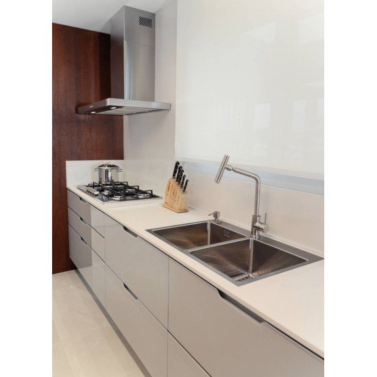 CUBA SOBREPOR DESIGN COLLECTION QUADRUM FLUSH AÇO INOX ACAB SCOTCH BRITE 77X51 CM 2 CUBA TRAMONTINA