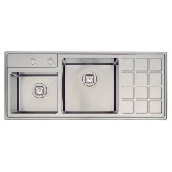 CUBA DE SOBREPOR DESIGN COLLECTION QUADRUM AÇO INOX ACABA SCOTCH BRITE 116X50CM 2 CUBAS TRAMONTINA