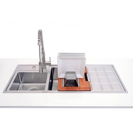 CUBA DE SOBREPOR DESIGN COLLECTION QUADRUM AÇO INOX ACABA SCOTCH BRITE 116X50CM 2 CUBAS TRAMONTINA