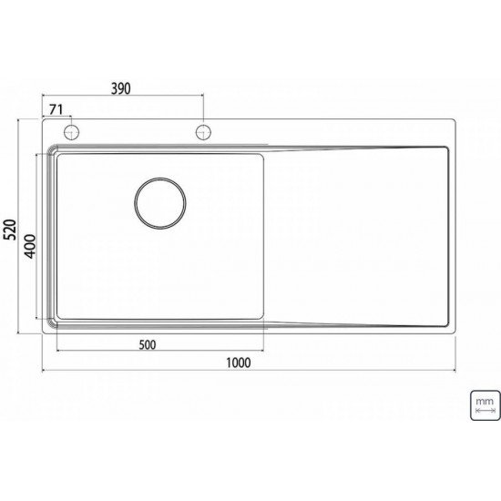 CUBA DE SOBREPOR DESIGN COLLECTION SMOOTH 1C 50 PLUS  AÇO INOX ACAB SCOTCH BRITE 100X52CM TRAMONTINA