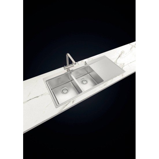 CUBA DE SOBREPOR DESIGN COLLECTION SMOOTH 2C 34 EX EM AÇO INOX ACAB SCOTCH BRITE 116X52CM TRAMONTINA