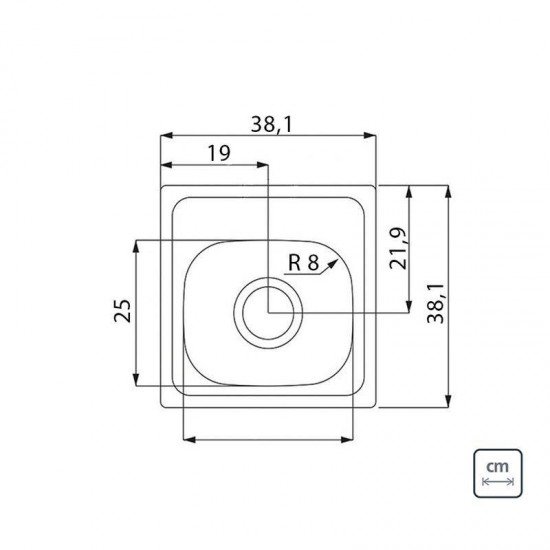 CUBA DE SOBREPOR TRAMONTINA EM ACO INOX PRE POLIDO 38X38CM COM VALVULA