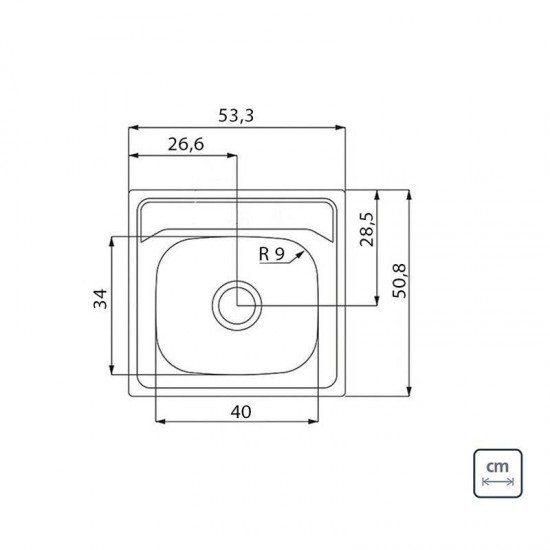 CUBA DE SOBREPOR TRAMONTINA EM ACO INOX PRE POLIDO 53X50CM COM VALVULA