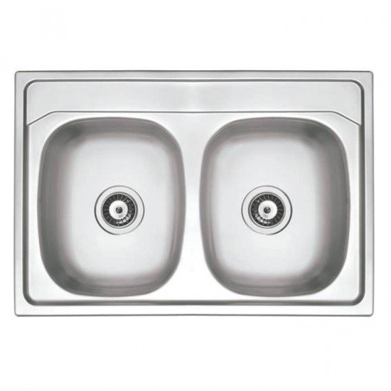 CUBA SOBREPOR TRAMONTINA 2 CUBAS EM ACO INOX PRE POLIDO 84X56CM COM VALVULA CALIFORNIA 2C 33 PLUS FX