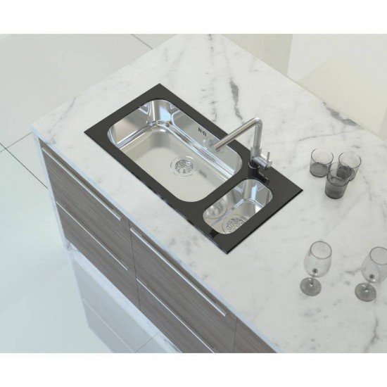 CUBA SOBREPOR TRAMONTINA ACO INOX COM TAMPO DE VIDRO PRETO 86X44 1C1/2