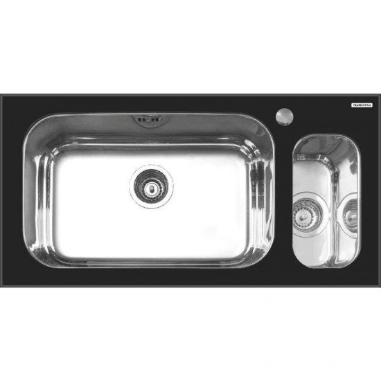 CUBA SOBREPOR TRAMONTINA ACO INOX COM TAMPO DE VIDRO PRETO 86X44 1C1/2