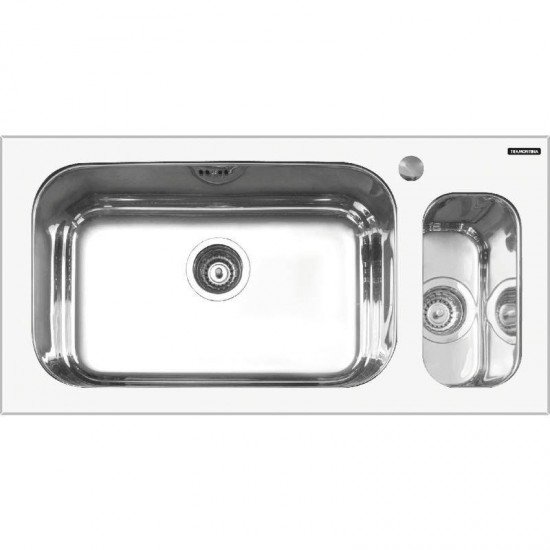 CUBA SOBREPOR TRAMONTINA  ACO INOX COM TAMPO DE VIDRO BRANCO 86X44 1C1/2