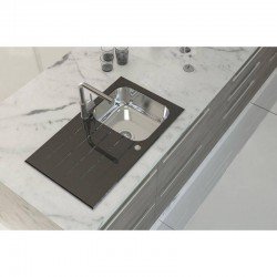 CUBA SOBREPOR TRAMONTINA ACO INOX COM TAMPO DE VIDRO PRETO 86X50 1C C/F