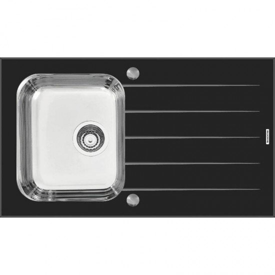 CUBA SOBREPOR TRAMONTINA ACO INOX COM TAMPO DE VIDRO PRETO 86X50 1C C/F