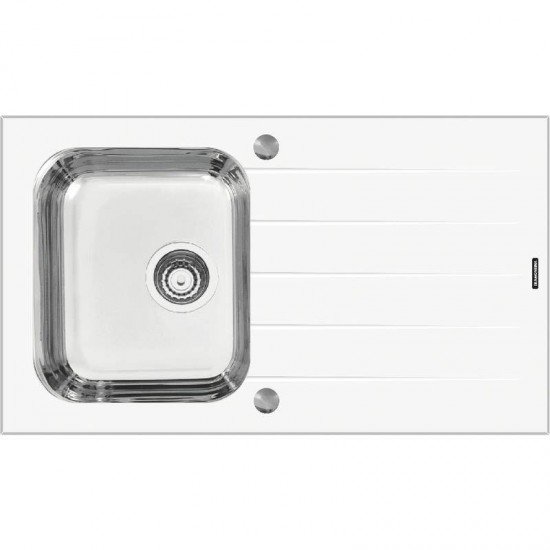 CUBA SOBREPOR TRAMONTINA ACO INOX COM TAMPO DE VIDRO BRANCO 86X50 1C