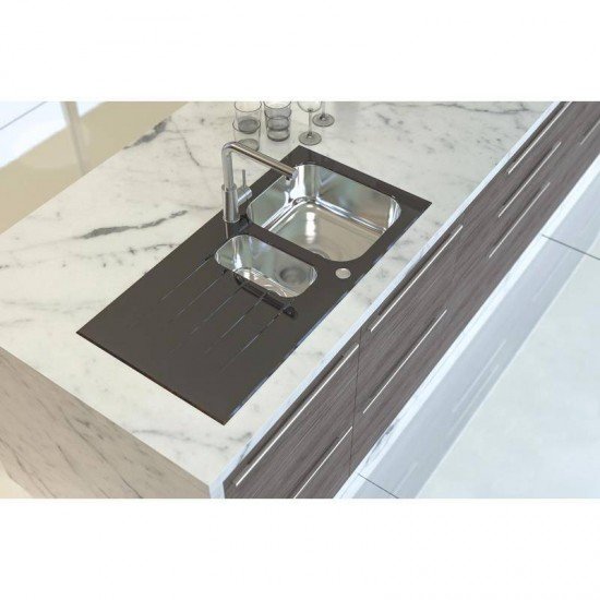 CUBA SOBREPOR TRAMONTINA ACO INOX COM TAMPO DE VIDRO PRETO  100X50 1C1/2 C/F