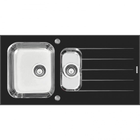 CUBA SOBREPOR TRAMONTINA ACO INOX COM TAMPO DE VIDRO PRETO  100X50 1C1/2 C/F