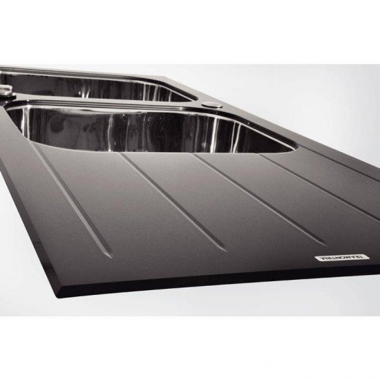 CUBA SOBREPOR TRAMONTINA ACO INOX COM TAMPO DE VIDRO PRETO 116X50 2C C/F