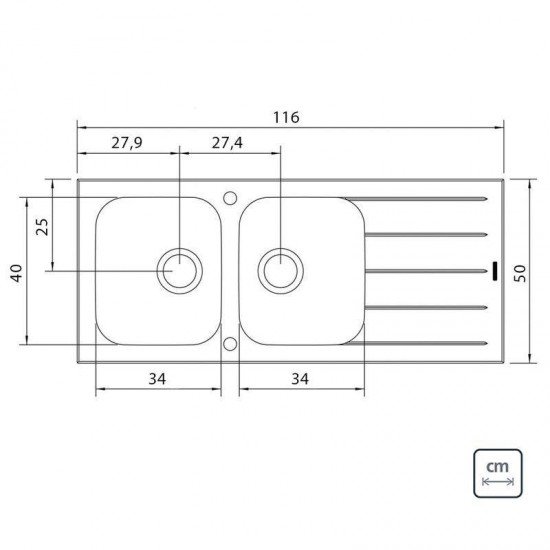 CUBA SOBRE. TRAMONTINA VIDRO BRANCO 116X50 2CCF