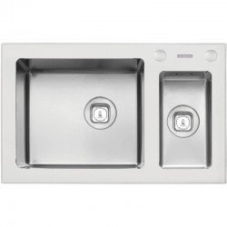 CUBA SOBREPOR ACO INOX COM TAMPO DE VIDRO BRANCO  71X44 1.5C TRAMONTINA