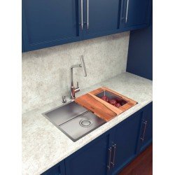 CUBA DE SOBREPOR TRAMONTINA DESIGN COLLECTION QUADRUM EM AÇO INOX COM ACABAMENTO SCOTCH BRITE 70X40