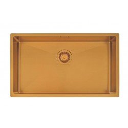 CUBA DESIGN COLLECTION QUADRUM EM AÇO INOX COM REVESTIMENTO PVD GOLD 70X40 CM TRAMONTINA