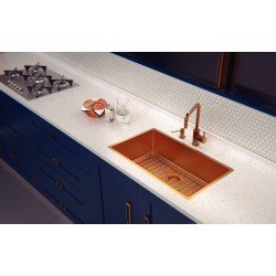 CUBA DESIGN COLLECTION QUADRUM EM AÇO INOX COM REVESTIMENTO PVD GOLD 70X40 CM TRAMONTINA