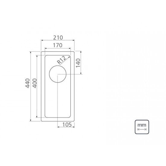 CUBA DESIGN COLLECTION QUADRUM EM AÇO INOX COM ACABAMENTO SCOTCH BRITE 17X40 CM TRAMONTINA