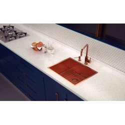 CUBA DESIGN COLLECTION QUADRUM EM AÇO INOX COM REVESTIMENTO PVD ROSE GOLD 50X40 CM TRAMONTINA