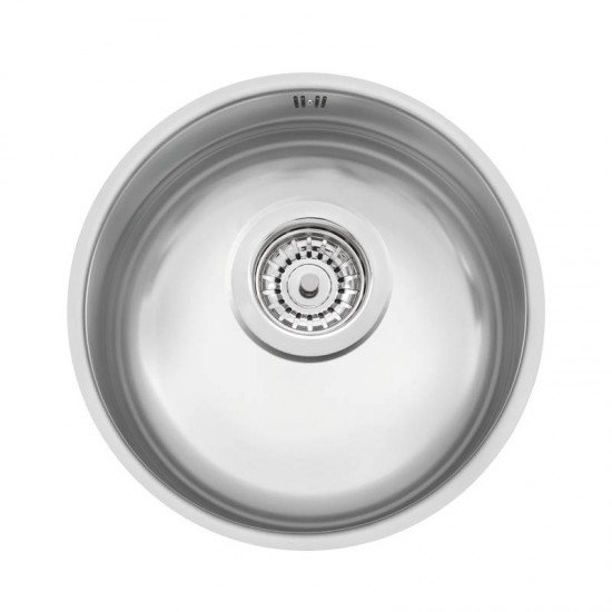 CUBA REDONDA TRAMONTINA EM ACO INOX ACETINADO 30CM  BL COM VALVULA COM ESCAPE