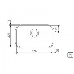 CUBA RETANGULAR TRAMONTINA EM ACO INOX ALTO BRILHO 47X30CM BL COM VALVULA