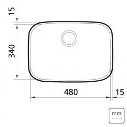 CUBA RETANGULAR EM ACO INOX ACETINADO 48X34CM  COM VALVULA COM ESCAPE 48 BL