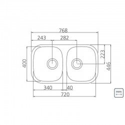 CUBA RETANGULAR EM ACO INOX ALTO BRILHO 72X40CM COM VALVULA COM ESCAPE 2C 34 BL