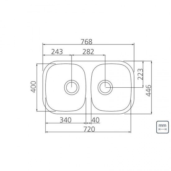 CUBA RETANGULAR EM ACO INOX ALTO BRILHO 72X40CM COM VALVULA COM ESCAPE 2C 34 BL