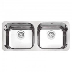 CUBA RETANGULAR EM ACO INOX ALTO BRILHO 84X34CM COM VALVULA COM ESCAPE 2C 40 BL