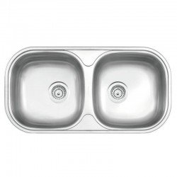 CUBA RETANGULAR EM ACO INOX ACETINADO 78X40CM COM VALVULA COM ESCAPE 2C 34 BS