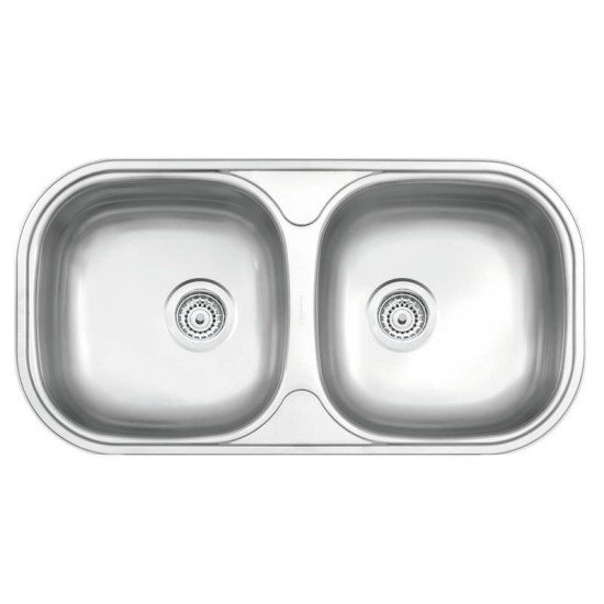 CUBA RETANGULAR EM ACO INOX ACETINADO 78X40CM COM VALVULA COM ESCAPE 2C 34 BS