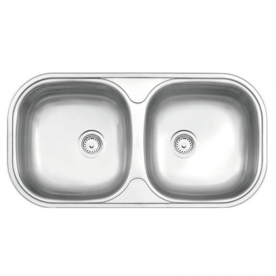 CUBA RETANGULAR EM ACO INOX ACETINADO 78X40CM COM VALVULA 2C 34 BS