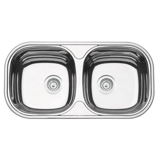 CUBA RETANGULAR EM ACO INOX ALTO BRILHO 78X40CM COM VALVULA COM ESCAPE 2C 34 BS