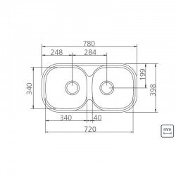 CUBA RETANGULAR EM ACO INOX ALTO BRILHO 78X40CM COM VALVULA 2C 34 BS