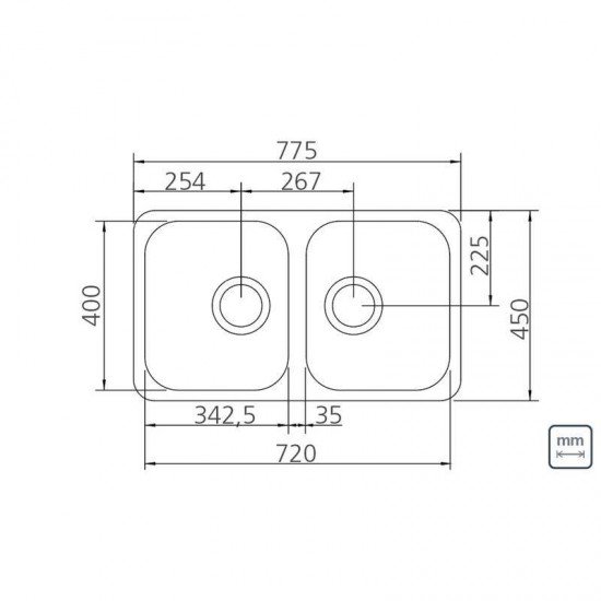 CUBA RETANGULAR EM ACO INOX ALTO BRILHO 72X40CM COM VALVULA 2C 34 BL