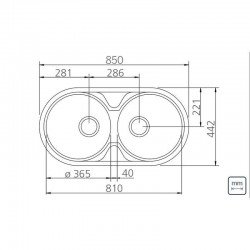 CUBA REDONDA EM ACO ACETINADO 84X44CM COM VALVULA 2C 36 BS