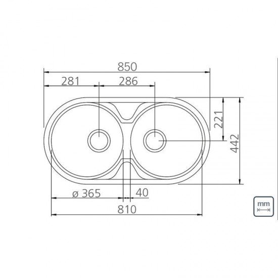 CUBA REDONDA EM ACO ACETINADO 84X44CM COM VALVULA COM ESCAPE 2C 36 BS