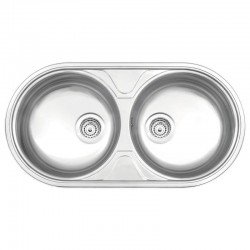 CUBA REDONDA EM ACO ACETINADO 84X44CM COM VALVULA COM ESCAPE 2C 36 BS